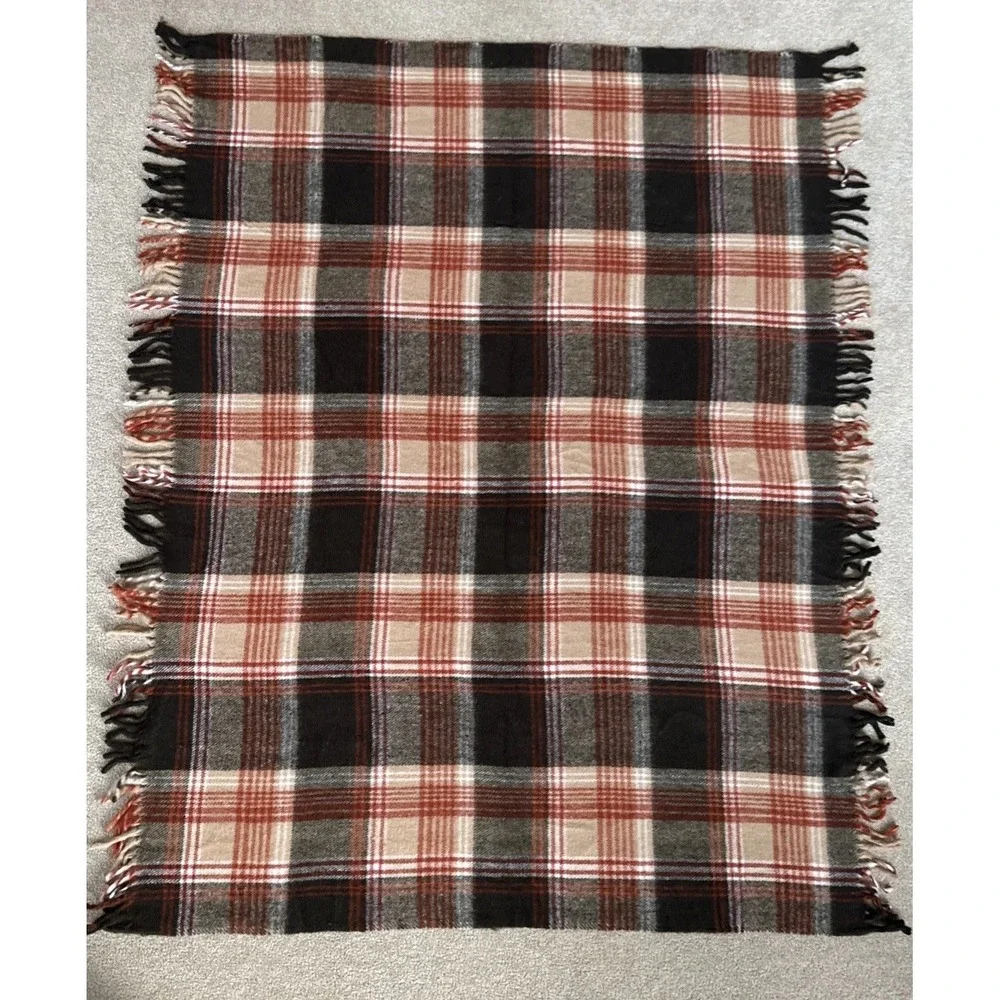 Vintage Faribo Brown Plaid Stadium Blanket 58